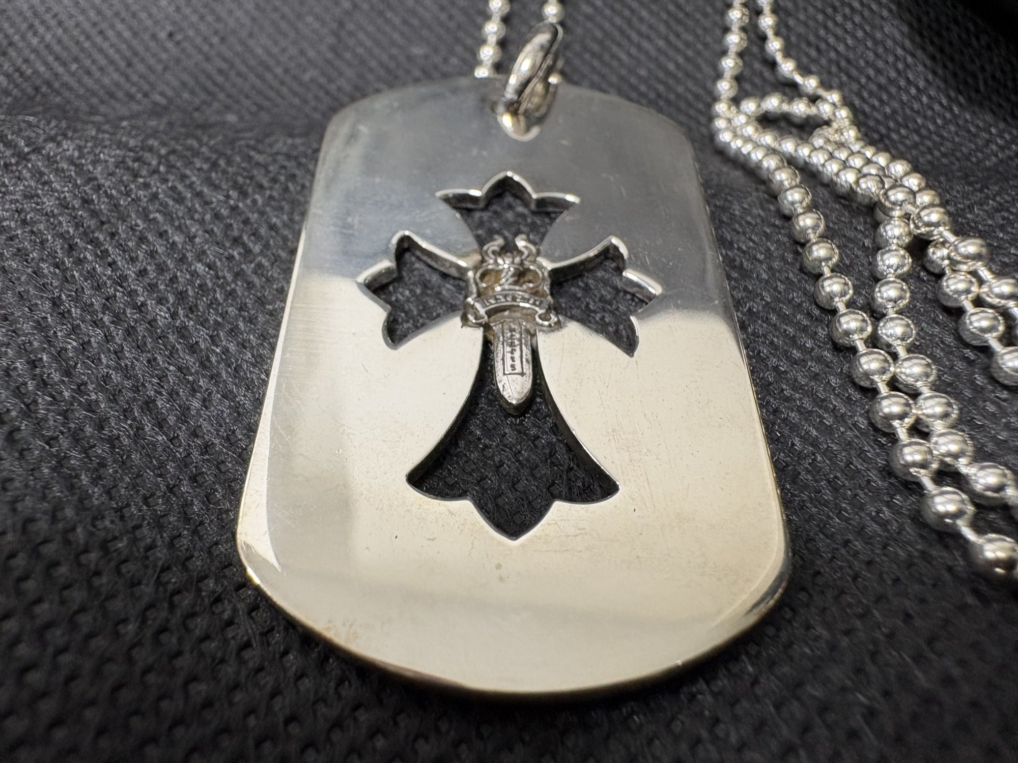 CHROME HEARTS カットアウトクロス ラージ ドッグタグ ボールチェーン