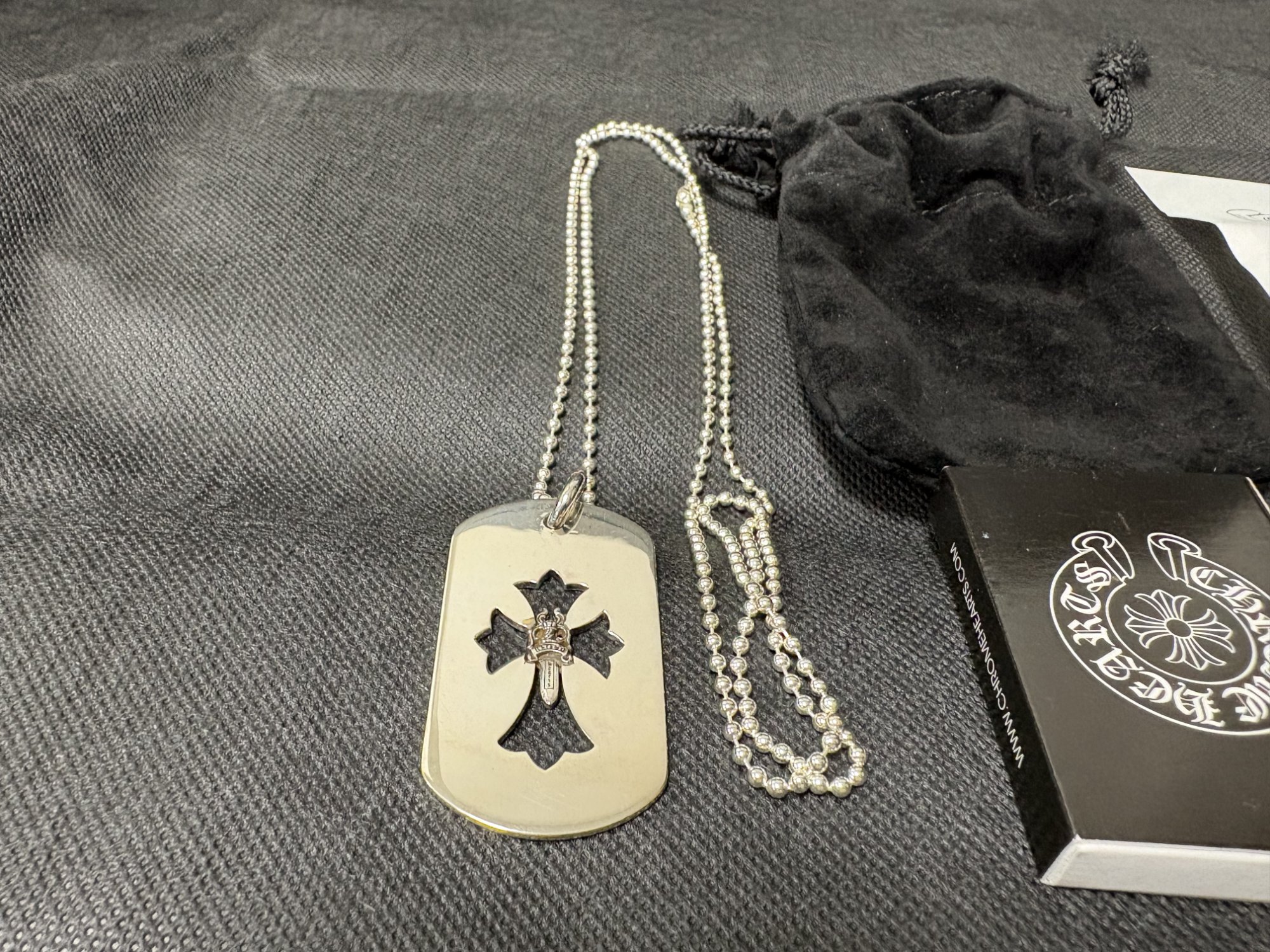 CHROME HEARTS カットアウトクロス ラージ ドッグタグ ボールチェーン